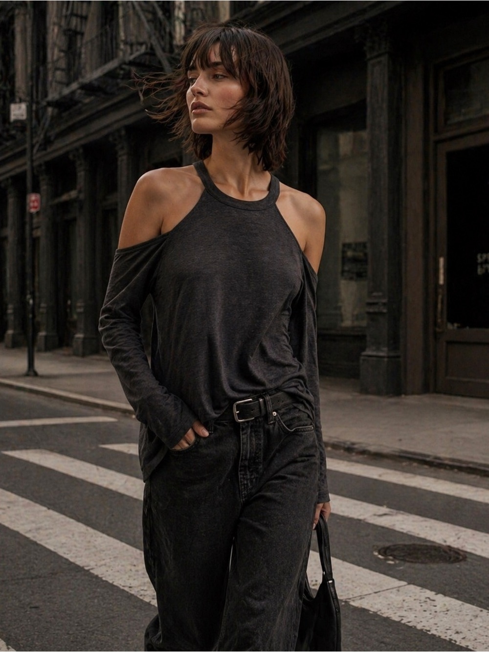 CHASER cold shoulder T-shirt